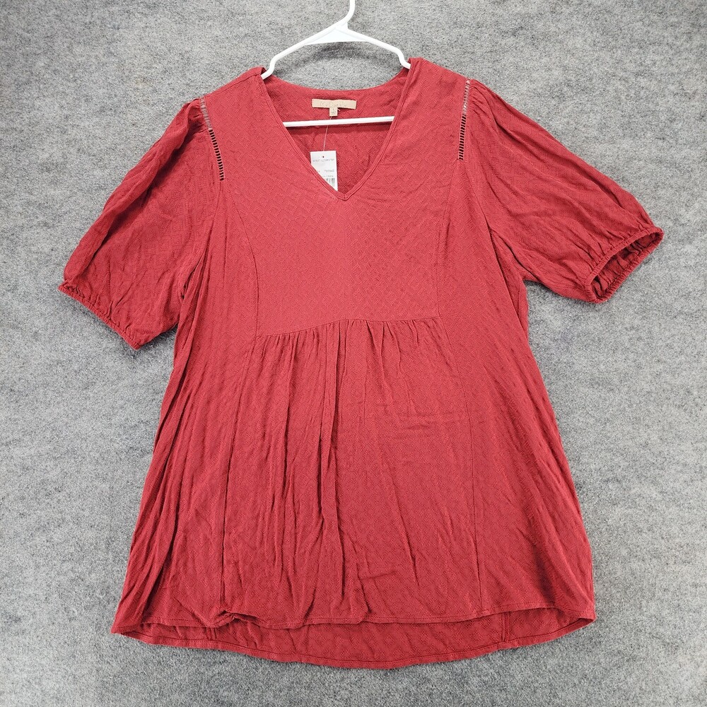 My Danielle Shirt Womens Large Short Sleeve V Neck Red